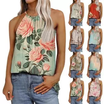 Женская модная повседневная футболка с регулируемыми бретелями без рукавов и принтом, топ L армия зеленый