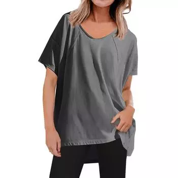 Женская модная повседневная футболка с v-образным вырезом и короткими рукавами, верхние футболки L