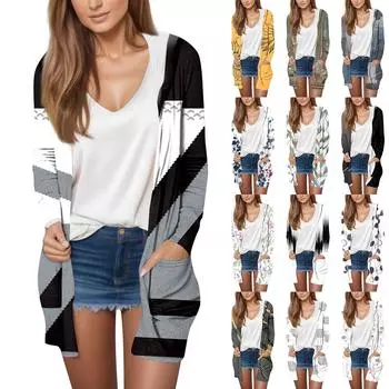 Женская модная повседневная кардиган-куртка с длинным рукавом и капюшоном средней длины L золотой