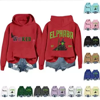 Женская модная повседневная кофта с длинными рукавами и принтом ведьмы с капюшоном L бежевый