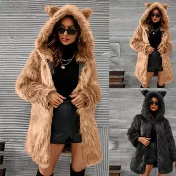 Женская модная повседневная короткая куртка из искусственного топа L чёрный