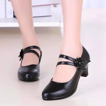 Женская модная повседневная кожаная обувь, лоферы, профессиональная рабочая обувь 35 чёрный