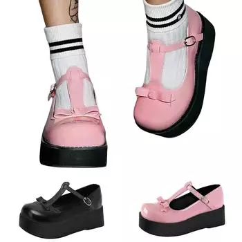 Женская модная повседневная кожаная обувь на танкетке в винтажном стиле с пряжкой 40 чёрный