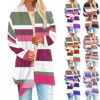 Женская модная повседневная куртка-кардиган с принтом средней длины, пальто M