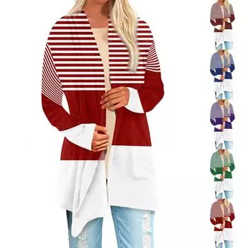 Женская модная повседневная куртка-кардиган с принтом средней длины, пальто XL коричневый