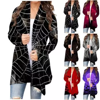 Женская модная повседневная куртка-кардиган средней длины с цветочным принтом, пальто XXXXXL фиолетовый