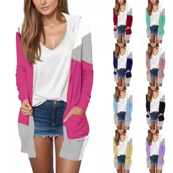 Женская модная повседневная куртка-кардиган средней длины с длинным рукавом и цветочным принтом в стиле ретро L чёрный