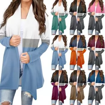 Женская модная повседневная куртка-кардиган средней длины с принтом, пальто L армия зеленый