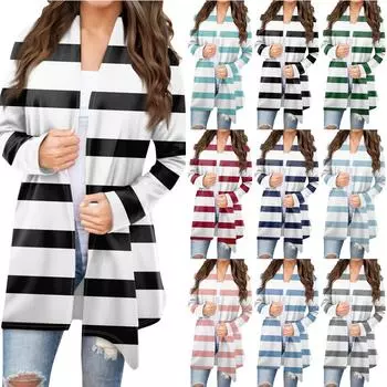 Женская модная повседневная куртка-кардиган средней длины с принтом, пальто XXL