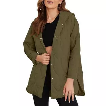 Женская модная повседневная легкая куртка с капюшоном Diamond L армия зеленый