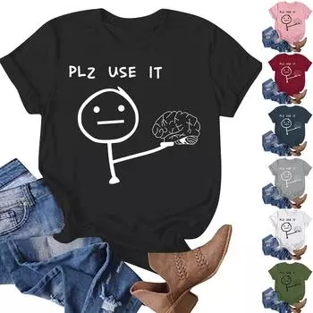 Женская модная повседневная летняя удобная блузка с круглым вырезом и коротким рукавом с принтом L армия зеленый