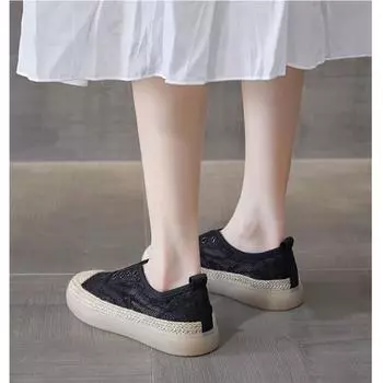 Женская модная повседневная обувь на полой подошве, однотонные дышащие эспадрильи на плоской танкетке, милые женские вулканизированные туфли 39 хаки