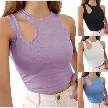 Женская модная повседневная однотонная футболка без рукавов на одно плечо, пуловер, топы L чёрный