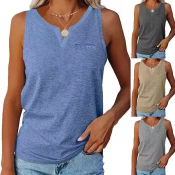 Женская модная повседневная однотонная футболка без рукавов с v-образным вырезом, пуловеры, топы L темно-серого