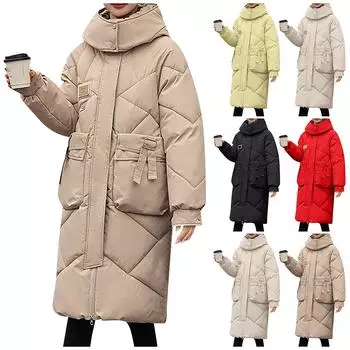 Женская модная повседневная однотонная хлопковая куртка с капюшоном средней длины и длинными рукавами на молнии и пуговицах XL красный