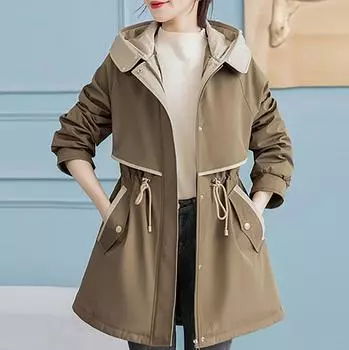 Женская модная повседневная однотонная хлопковая куртка с капюшоном и плюшевой застежкой-молнией и пуговицами средней длины с длинными рукавами L