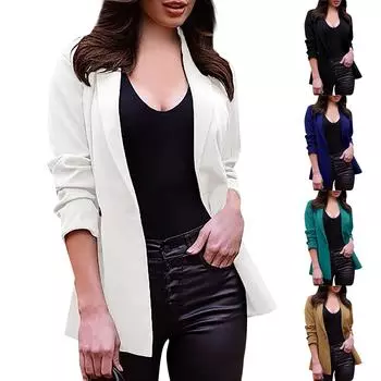 Женская модная повседневная однотонная куртка на пуговицах с длинными рукавами XL темно-зеленого