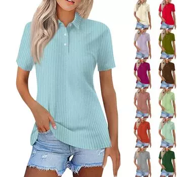 Женская модная повседневная однотонная рубашка с короткими рукавами и лацканами, женские топы на пуговицах L армия зеленый