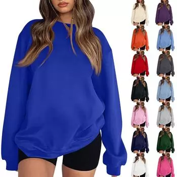 Женская модная повседневная однотонная толстовка с длинным рукавом M