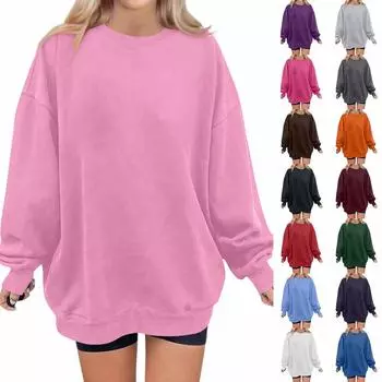 Женская модная повседневная однотонная толстовка с длинным рукавом L чёрный