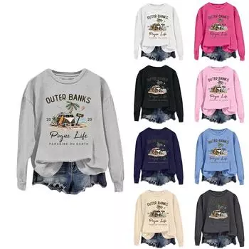 Женская модная повседневная однотонная толстовка с длинным рукавом L бежевый