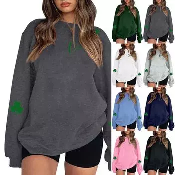 Женская модная повседневная однотонная толстовка с длинным рукавом XXL белый