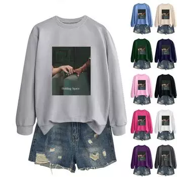 Женская модная повседневная однотонная толстовка с длинным рукавом L бежевый