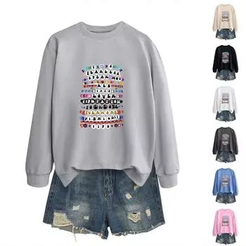 Женская модная повседневная однотонная толстовка с длинным рукавом L бежевый