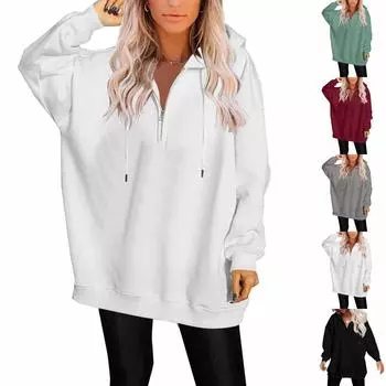 Женская модная повседневная однотонная толстовка с капюшоном и застежкой-молнией с длинным рукавом XL зелёный