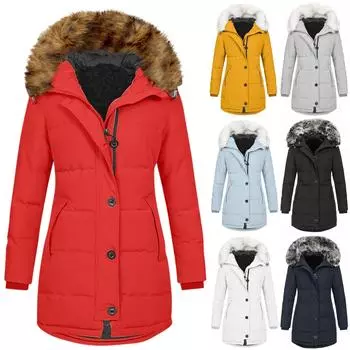 Женская модная повседневная однотонная утолщенная теплая пуховая куртка с длинными рукавами и карманами, топ L