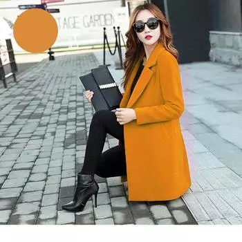 Женская модная повседневная осенне-зимняя куртка больших размеров, теплая элегантная приталенная шерстяная куртка, верхняя одежда S красный