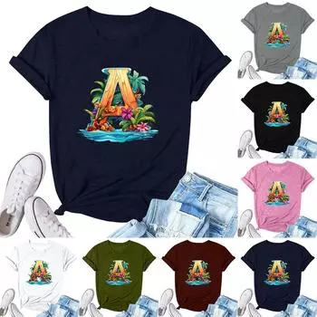 Женская модная повседневная плиссированная футболка с коротким рукавом с принтом L армия зеленый