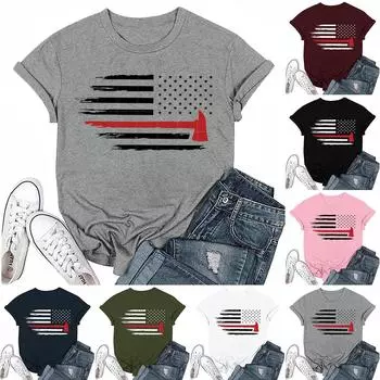 Женская модная повседневная плиссированная футболка с коротким рукавом с принтом S тёмно-синий