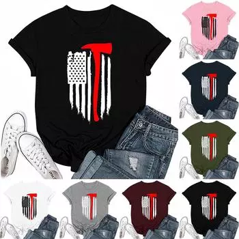 Женская модная повседневная плиссированная футболка с коротким рукавом с принтом M