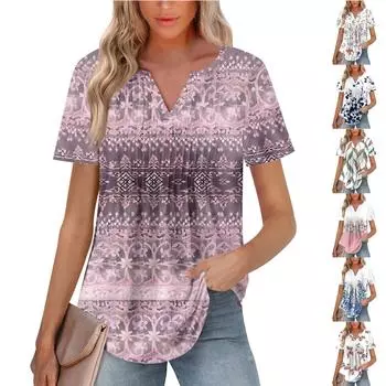 Женская модная повседневная плиссированная футболка с V-образным вырезом и рукавом семь четвертей XXL зелёный