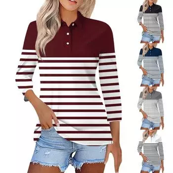 Женская модная повседневная рубашка с короткими рукавами 3/4 с лацканами и принтом, женские топы на пуговицах L чёрный