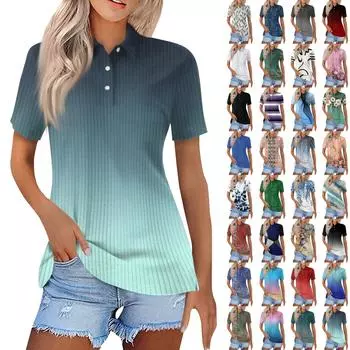 Женская модная повседневная рубашка с короткими рукавами и принтом с лацканами, женские топы на пуговицах XL чёрный