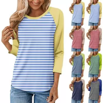 Женская модная повседневная рубашка с круглым вырезом и рукавами 3/4, свободная футболка с принтом, женский топ XXXL чёрный