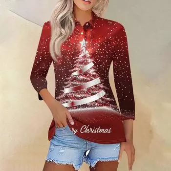 Женская модная повседневная рубашка с отворотом и рукавом 3/4, женские топы на пуговицах M