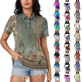 Женская модная повседневная рубашка с отворотом и коротким рукавом с цветочным принтом, женские топы на пуговицах L бежевый
