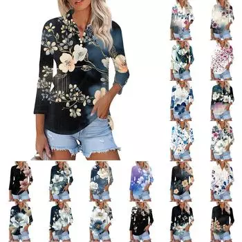 Женская модная повседневная рубашка с отворотом и рукавом 3/4, женские топы на пуговицах M бежевый