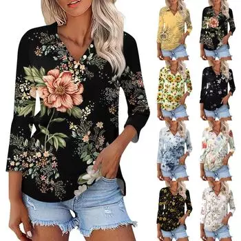 Женская модная повседневная рубашка с отворотом и рукавом 3/4, женские топы на пуговицах L бежевый