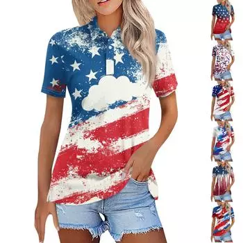 Женская модная повседневная рубашка с отворотом и коротким рукавом с принтом, женские топы на пуговицах XL