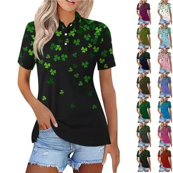 Женская модная повседневная рубашка с принтом на пуговицах с коротким рукавом XXXL