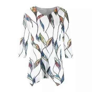 Женская модная повседневная рубашка с V-образным вырезом и цветочным принтом, рукава семь точек, свободный удобный топ с поясом L армия зеленый