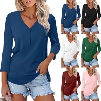 Женская модная повседневная свободная футболка с круглым вырезом и длинным рукавом с цветочным принтом, женский топ L чёрный