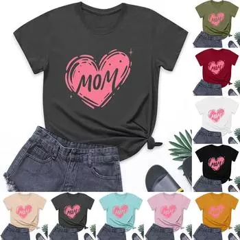 Женская модная повседневная свободная футболка с круглым вырезом и коротким рукавом с принтом, топ L бежевый