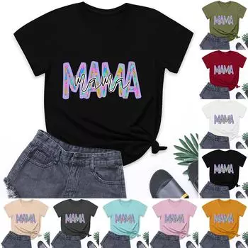 Женская модная повседневная свободная футболка с круглым вырезом и коротким рукавом с принтом, топ L бежевый