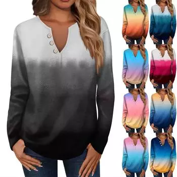 Женская модная повседневная свободная футболка с круглым вырезом и длинным рукавом с рождественским принтом, женский топ с декоративными пуговицами XXL розовый