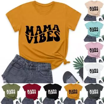 Женская модная повседневная свободная футболка с круглым вырезом и коротким рукавом с принтом, топ XXL